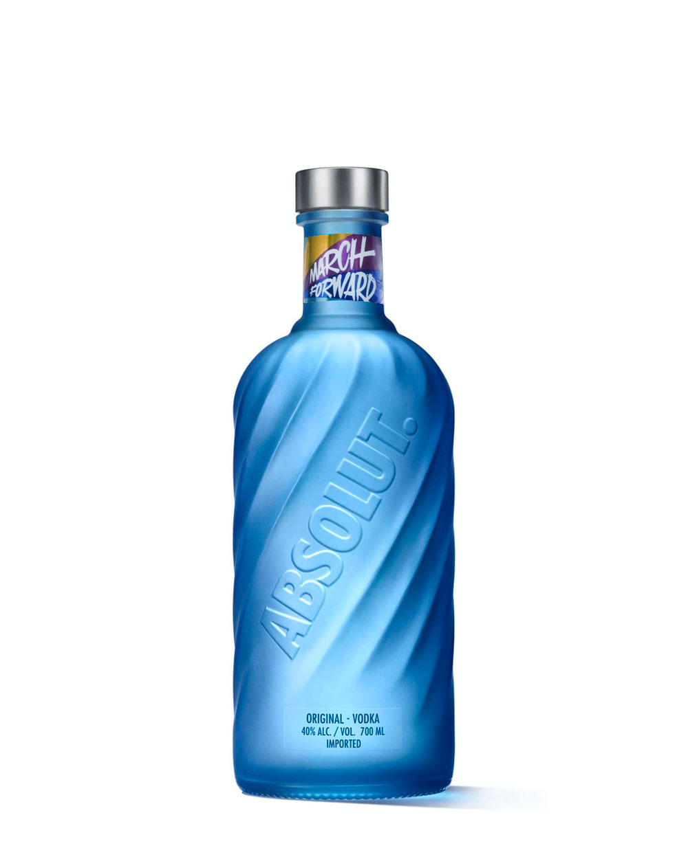 "March Forward" sticker on the bottle neck
